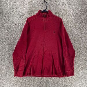 Polo Ralph Lauren Sweater Mens Extra Large Red Quarter Zip‎ Pullover Pony Rugby